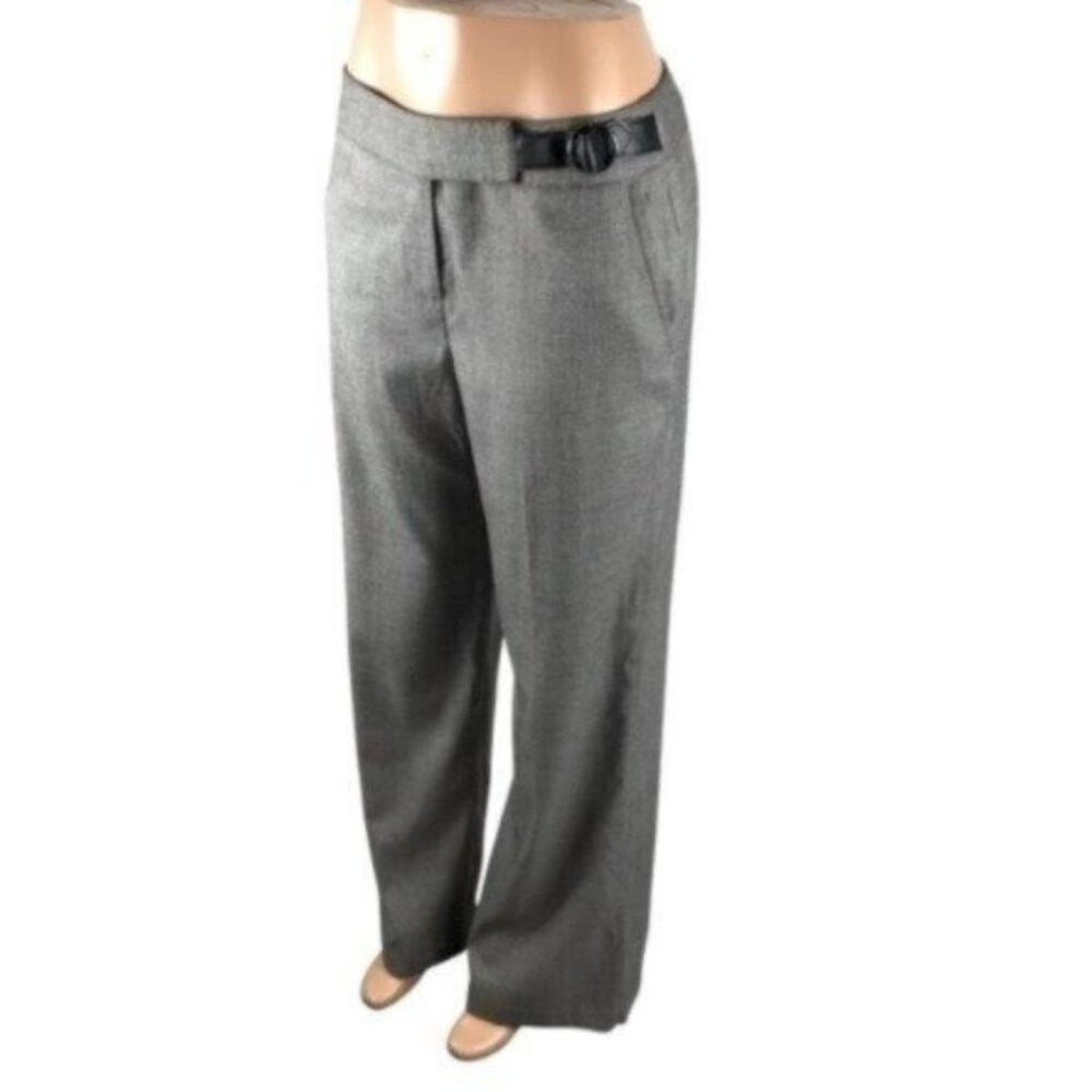 Bill Blass Grey High Rise Wide Leg Classic Trouser Pants Size 10